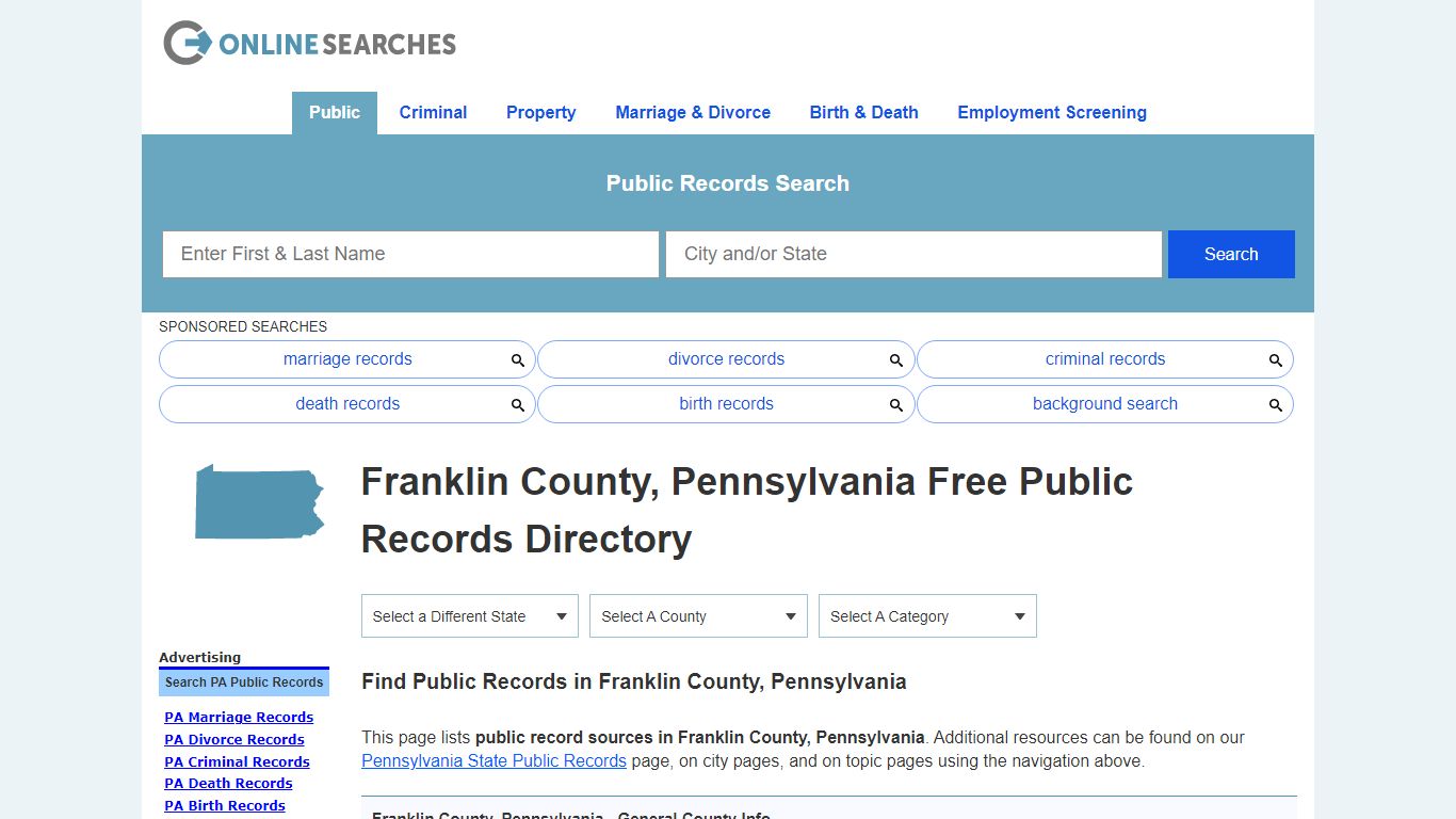 Franklin County, Pennsylvania Public Records Directory