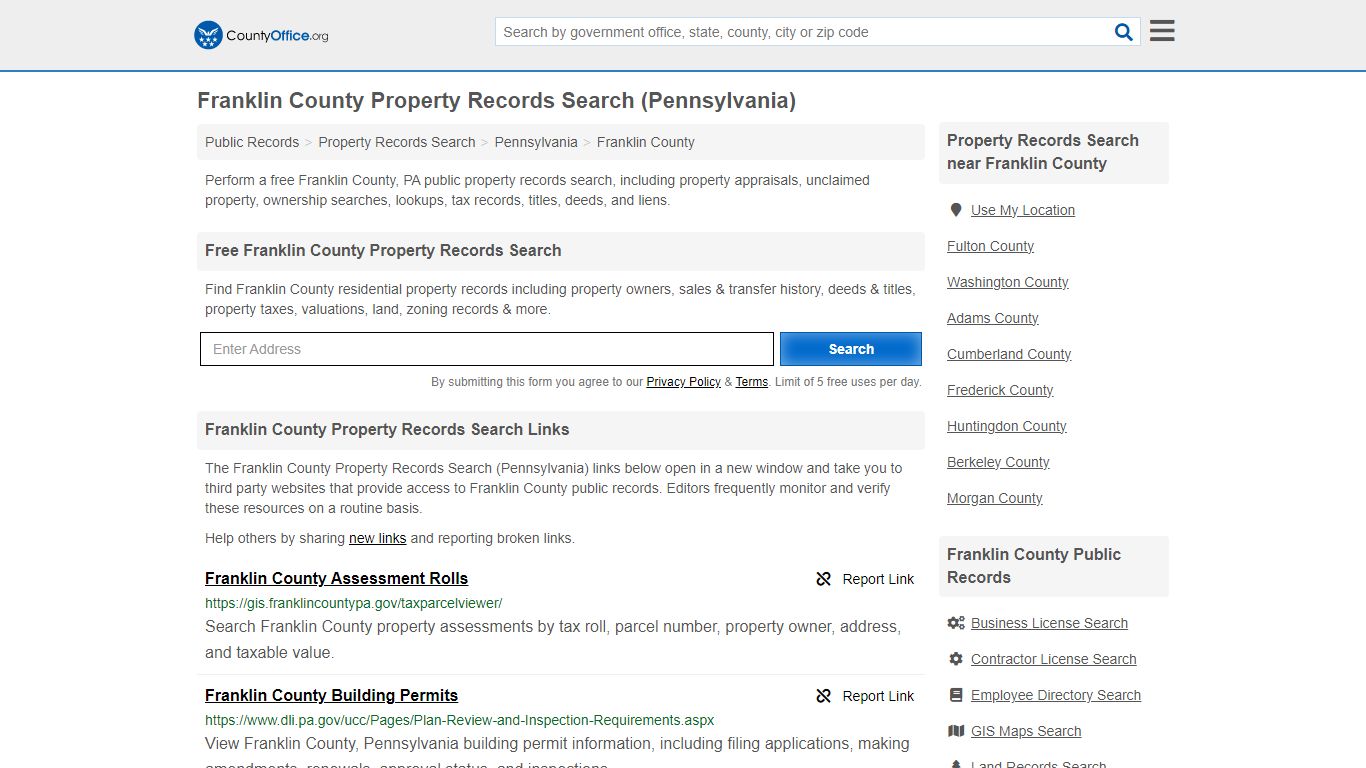 Franklin County Property Records Search (Pennsylvania) - County Office